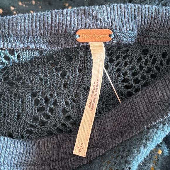 Free People Not Cold Lace Top Thermal Teal Blue Oversized Women Small - Picture 5 of 6